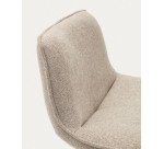 Tabouret Zenda en chenille beige et acier blanc mat 81-102 cm