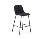 Tabouret  Zunilda en chenille noir  et acier avec finition noir mat hauteur 65 cm