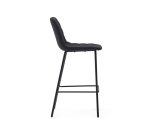 Tabouret  Zunilda en chenille noir  et acier avec finition noir mat hauteur 65 cm