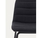 Tabouret  Zunilda en chenille noir  et acier avec finition noir mat hauteur 65 cm