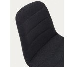 Tabouret  Zunilda en chenille noir  et acier avec finition noir mat hauteur 65 cm