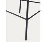 Tabouret  Zunilda en chenille noir  et acier avec finition noir mat hauteur 65 cm