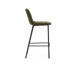 Tabouret  Zunilda en chenille vert foncé et acier avec finition noir mat hauteur 65 cm