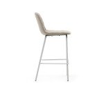 Tabouret  Zunilda en chenille beige et acier avec finition blanc mat hauteur 65 cm