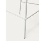 Tabouret  Zunilda en chenille beige et acier avec finition blanc mat hauteur 65 cm