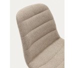 Tabouret  Zunilda en chenille beige et acier avec finition blanc mat hauteur 65 cm