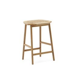 Tabouret  Enit en corde papier beige et bois de chêne finition naturelle 65cm