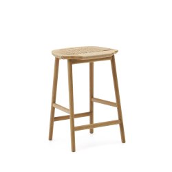 Tabouret Enit en corde papier beige et bois de chêne finition naturelle 65 cm
