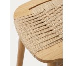 Tabouret Enit en corde papier beige et bois de chêne finition naturelle 65 cm
