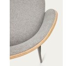 Taburete Eamy gris claro chapado en fresno con acabado natural y metal negro altura 65 cm