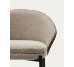 Tabouret Eamy marron clair placage de frêne finition wengué et métal noir hauteur 65 cm