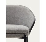 Tabouret Eamy gris clair placage de frêne finition noire et métal noir hauteur 65 cm