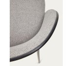 Tabouret Eamy gris clair placage de frêne finition noire et métal noir hauteur 65 cm