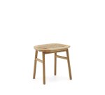 Enit stool made of beige paper cord and solid oak wood with natural finish, 43cm