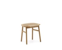 Enit stool made of beige paper cord and solid oak wood with natural finish, 43cm