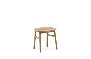 Taburete Enit de cuerda papel beige y madera maciza de roble acabado natural 43cm FSC Mix Credit