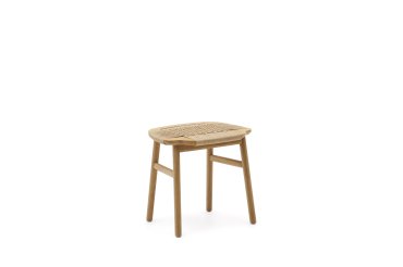 Tabouret Enit en corde papier beige et bois de chêne finition naturelle 43 cm