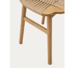 Enit stool made of beige paper cord and solid oak wood with natural finish, 43cm
