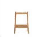 Stool Yalia in oak wood, natural finish and rope seat, height 65 cm