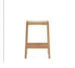 Stool Yalia in oak wood, natural finish and rope seat, height 65 cm