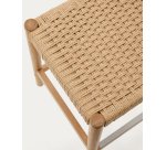 Stool Yalia in oak wood, natural finish and rope seat, height 65 cm