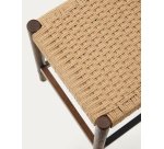 Stool Yalia in oak wood, walnut finish and rope seat, height 65 cm