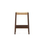 Stool Yalia in oak wood, walnut finish and rope seat, height 65 cm