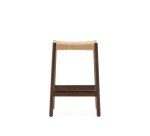 Stool Yalia in oak wood, walnut finish and rope seat, height 65 cm