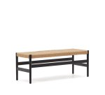 Banc Zaide en bois de chêne finition noire et assise en corde 120 cm