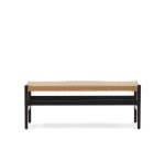 Banc Zaide en bois de chêne finition noire et assise en corde 120 cm