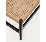 Banc Zaide en bois de chêne finition noire et assise en corde 120 cm