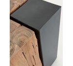 Mesa auxiliar Kwango de madera maciza de teca y metal 29 x 29 cm