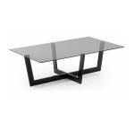Mesa de centro Plam cristal negro y estructura de acero acabado negro 120 x 70 cm