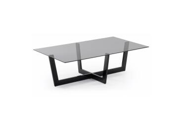Table basse Plam en verre noir et structure en acier noir 120 x 70 cm