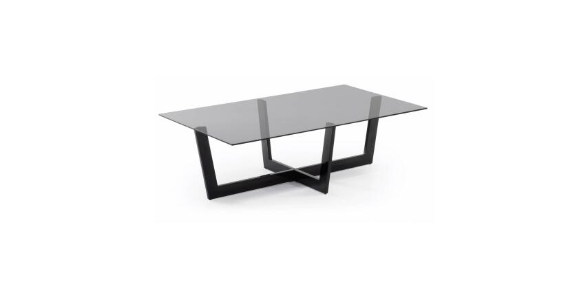 Black glass Plam coffee table 120 x 70 cm