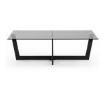 Mesa de centro Plam cristal negro y estructura de acero acabado negro 120 x 70 cm