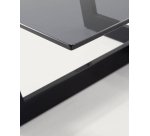 Mesa de centro Plam cristal negro y estructura de acero acabado negro 120 x 70 cm