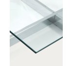 Table basse Plam en verre transparent et structure en acier chromé 120 x 70 cm