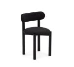 Nebai chair in black fleece and solid oak wood structure with black finish