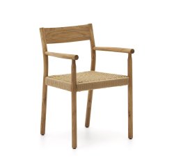 Yalia-stoel in massief eikenhout met natuurlijke afwerking en zitting van touw