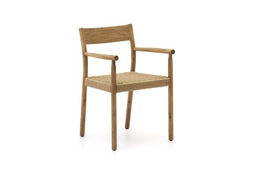 Chaise Yalia en bois de chêne avec finition naturelle et siège en corde