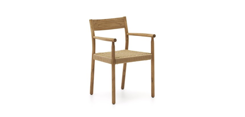 Chaise Yalia en bois de chêne avec finition naturelle et siège en corde