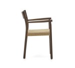 Chaise Yalia en bois de chêne avec finition noyer et siège en corde