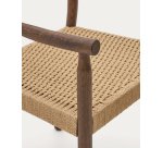 Chaise Yalia en bois de chêne avec finition noyer et siège en corde