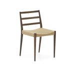 Chaise Analy en bois de chêne avec finition noyer et siège en corde