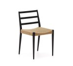Chaise Analy en bois de chêne avec finition noire et siège en corde
