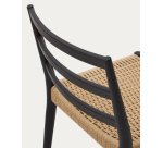 Chaise Analy en bois de chêne avec finition noire et siège en corde