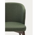 Chaise Darice en tissu chenille vert et bois de hêtre, finition noyer