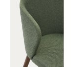 Chaise Darice en tissu chenille vert et bois de hêtre, finition noyer