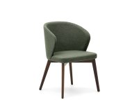 Stuhl Darice aus grünem Chenille-Stoff und Buchenholz, Walnuss-Finish